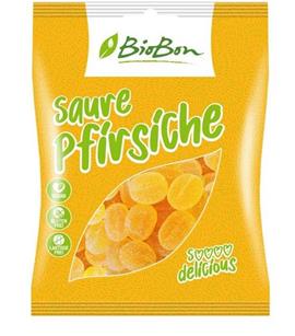 Biobon, gumové kyselé broskve 100g, Vegan